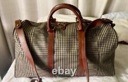 Vintage Polo Ralph Lauren Houndstooth Duffle Weekender Travel Bag Suitcase