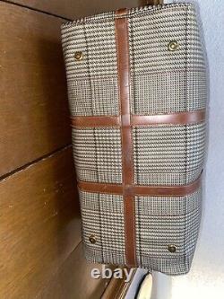 Vintage Polo Ralph Lauren Houndstooth Leather Canvas Duffel Weekender Bag