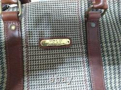 Vintage Polo Ralph Lauren Houndstooth Leather Travel Bag Luggage