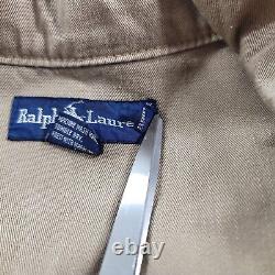 Vintage Polo Ralph Lauren Hunting Jacket Mens Large Brown Twill Hidden Hood