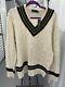 Vintage Polo Ralph Lauren Iconic Vneck Cricket Tennis Cable Knit Sweater New