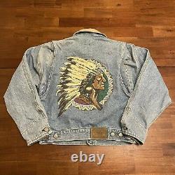 Vintage Polo Ralph Lauren Indian Head Denim Jacket Jean Jacket Size medium rare