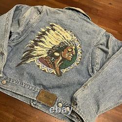 Vintage Polo Ralph Lauren Indian Head Denim Jacket Jean Jacket Size medium rare