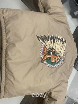 Vintage Polo Ralph Lauren Indian Head Down Puffer Jacket Size L Rare Aztec