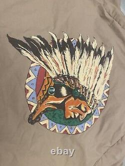 Vintage Polo Ralph Lauren Indian Head Down Puffer Jacket Size L Rare Aztec