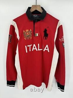 Vintage Polo Ralph Lauren Italia Rugby Long Sleeve Red Shirt Size Medium