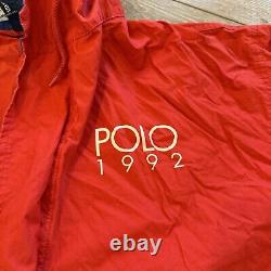 Vintage Polo Ralph Lauren Jacket Men's L 1992 Stadium Cotton Red Windbreaker