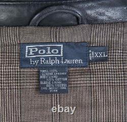 Vintage Polo Ralph Lauren Jacket Mens 2XL Dark Brown Lambskin Leather Bomber XXL