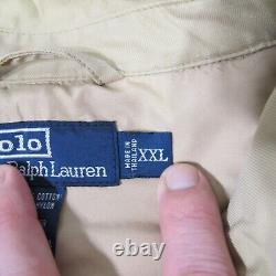 Vintage Polo Ralph Lauren Jacket Mens 2XL Tan Down Fill Quilted Lined Double Zip