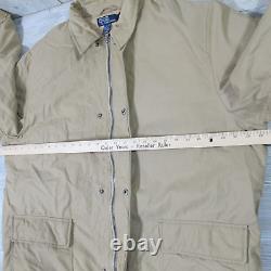 Vintage Polo Ralph Lauren Jacket Mens 2XL Tan Down Fill Quilted Lined Double Zip
