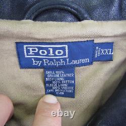 Vintage Polo Ralph Lauren Jacket Mens 2XL XXL Brown Leather Full Zip Coat Pony