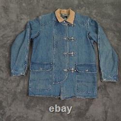 Vintage Polo Ralph Lauren Jacket Mens 40 in Large Denim Fireman Corduroy Collar