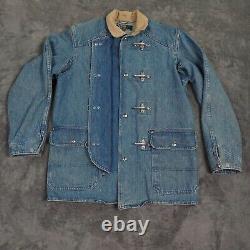 Vintage Polo Ralph Lauren Jacket Mens 40 in Large Denim Fireman Corduroy Collar