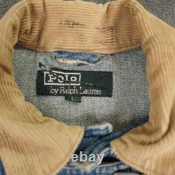 Vintage Polo Ralph Lauren Jacket Mens 40 in Large Denim Fireman Corduroy Collar