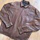 Vintage Polo Ralph Lauren Jacket Mens L Brown Leather Bomber Lined Racer Pockets