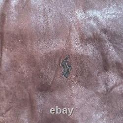 Vintage Polo Ralph Lauren Jacket Mens L Brown Leather Bomber Lined Racer Pockets