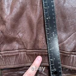 Vintage Polo Ralph Lauren Jacket Mens L Brown Leather Bomber Lined Racer Pockets