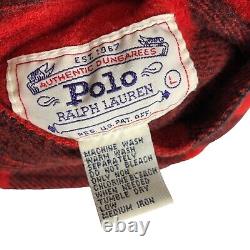 Vintage Polo Ralph Lauren Jacket Mens L Denim Buffalo Plaid Reversible Dungarees