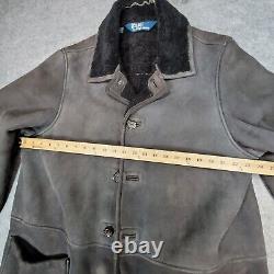 Vintage Polo Ralph Lauren Jacket Mens Large Black 100% Dyed Sheep Skin