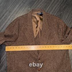 Vintage Polo Ralph Lauren Jacket Mens Large Brown Wool Herringbone Leather Elbow