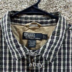 Vintage Polo Ralph Lauren Jacket Mens Large Nantucket Seersucker Plaid Aviator