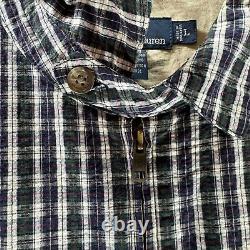 Vintage Polo Ralph Lauren Jacket Mens Large Nantucket Seersucker Plaid Aviator