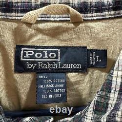 Vintage Polo Ralph Lauren Jacket Mens Large Nantucket Seersucker Plaid Aviator