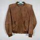 Vintage Polo Ralph Lauren Jacket Mens Large Suede Leather Bomber Lined Full Zip