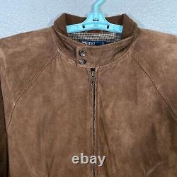 Vintage Polo Ralph Lauren Jacket Mens Large Suede Leather Bomber Lined Full Zip