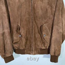 Vintage Polo Ralph Lauren Jacket Mens Large Suede Leather Bomber Lined Full Zip