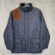 Vintage Polo Ralph Lauren Jacket Mens Medium Blue Quilted Suede Hunting