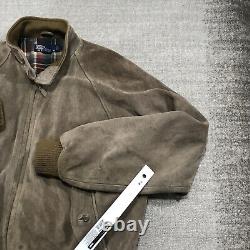 Vintage Polo Ralph Lauren Jacket Mens Medium Suede Leather Coat Plaid Lined