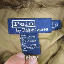 Vintage Polo Ralph Lauren Jacket Mens Medium Tan Snap Up Puffer Quilted Coat
