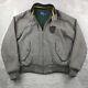 Vintage Polo Ralph Lauren Jacket Mens S Gray Bomber Wool Chinstrap Varsity Patch