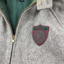 Vintage Polo Ralph Lauren Jacket Mens S Gray Bomber Wool Chinstrap Varsity Patch
