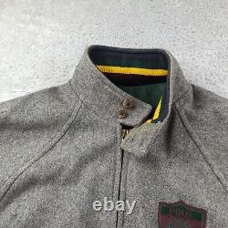Vintage Polo Ralph Lauren Jacket Mens S Gray Bomber Wool Chinstrap Varsity Patch