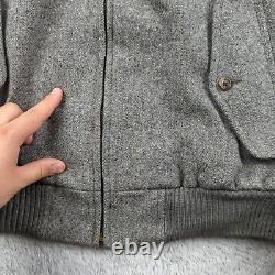 Vintage Polo Ralph Lauren Jacket Mens S Gray Bomber Wool Chinstrap Varsity Patch