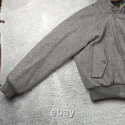 Vintage Polo Ralph Lauren Jacket Mens S Gray Bomber Wool Chinstrap Varsity Patch