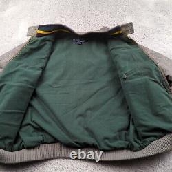 Vintage Polo Ralph Lauren Jacket Mens S Gray Bomber Wool Chinstrap Varsity Patch