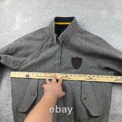 Vintage Polo Ralph Lauren Jacket Mens S Gray Bomber Wool Chinstrap Varsity Patch