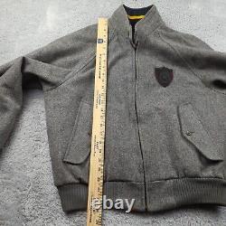 Vintage Polo Ralph Lauren Jacket Mens S Gray Bomber Wool Chinstrap Varsity Patch