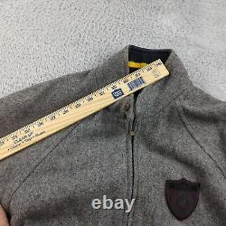 Vintage Polo Ralph Lauren Jacket Mens S Gray Bomber Wool Chinstrap Varsity Patch