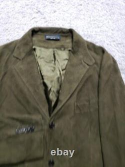 Vintage Polo Ralph Lauren Jacket Mens XL Green Sport Coat Military Field Suede