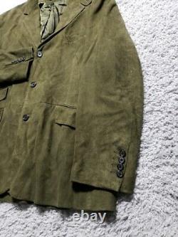Vintage Polo Ralph Lauren Jacket Mens XL Green Sport Coat Military Field Suede