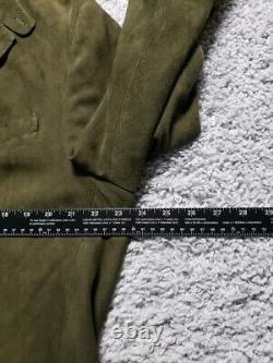 Vintage Polo Ralph Lauren Jacket Mens XL Green Sport Coat Military Field Suede