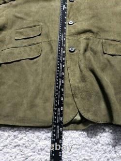 Vintage Polo Ralph Lauren Jacket Mens XL Green Sport Coat Military Field Suede