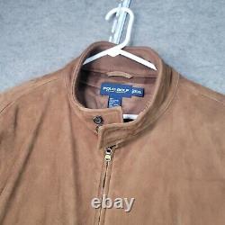 Vintage Polo Ralph Lauren Jacket Mens XXL 2XL Brown Leather Golf Lined Full Zip