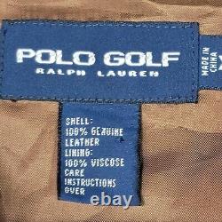 Vintage Polo Ralph Lauren Jacket Mens XXL 2XL Brown Leather Golf Lined Full Zip