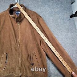 Vintage Polo Ralph Lauren Jacket Mens XXL 2XL Brown Leather Golf Lined Full Zip