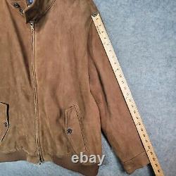 Vintage Polo Ralph Lauren Jacket Mens XXL 2XL Brown Leather Golf Lined Full Zip